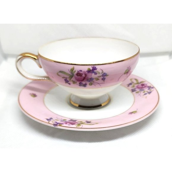 Pink Floral Gold Trim N-C-349 Vintage Teacup & Saucer - Elegant Collectible Set - Picture 1 of 14